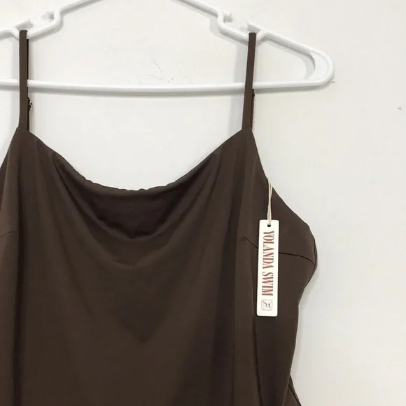 NWT YOLANDA CAMI ONE PIECE CHOCOLATE